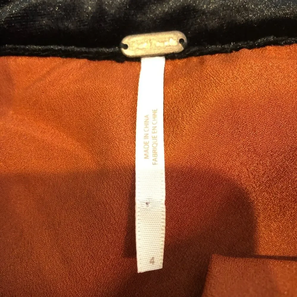 Free People copper bronze sequin open back dress size 4